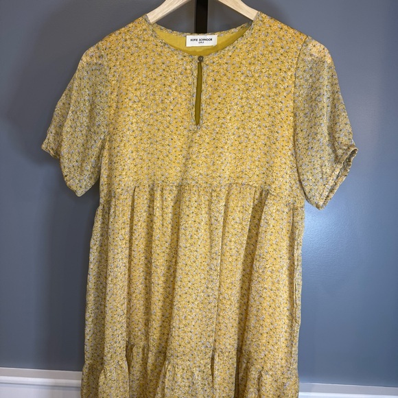 Sophie Schnoor Other - Sofie Schnoor Girls Yellow Floral Midi Dress Size 14Y‎ Tiered Short Sleeve
